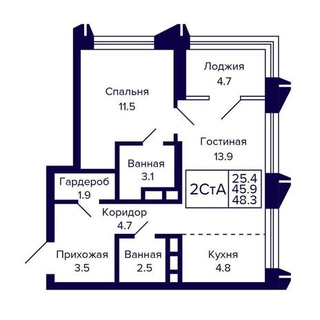 Вариант №16164, 2-комнатная квартира в жилом комплексе Citatum