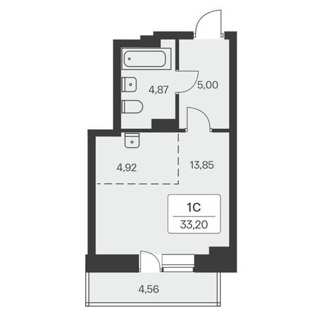 Вариант №8549, 1-комнатная квартира в жилом комплексе 