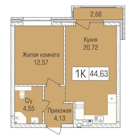Вариант №7359, 2-комнатная квартира в жилом комплексе Цивилизация