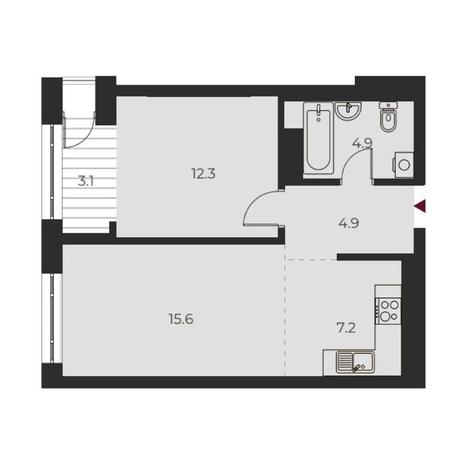 Вариант №14140, 2-комнатная квартира в жилом комплексе Оскар