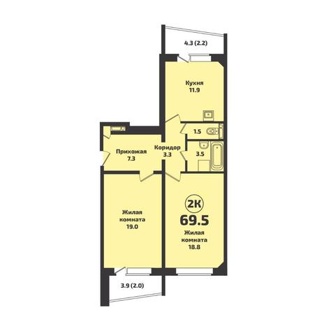 Вариант №7103, 2-комнатная квартира в жилом комплексе Инфинити
