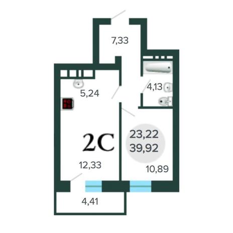Вариант №5626, 2-комнатная квартира в жилом комплексе Сакура парк