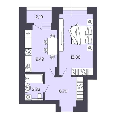 Вариант №8173, 1-комнатная квартира в жилом комплексе 