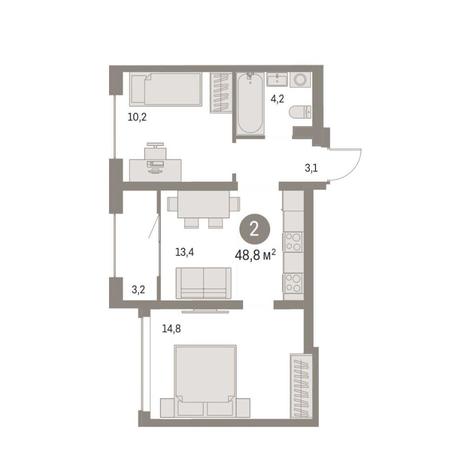 Вариант №10077, 2-комнатная квартира в жилом комплексе Тихомиров