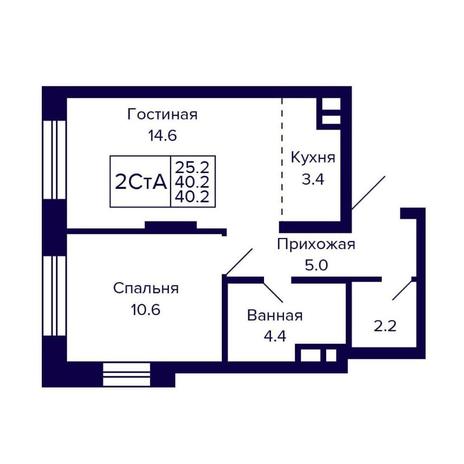 Вариант №16129, 2-комнатная квартира в жилом комплексе Биография