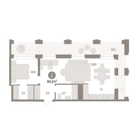 Вариант №9260, 2-комнатная квартира в жилом комплексе Новаторы