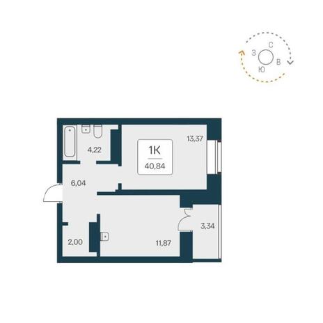 Вариант №12383, 1-комнатная квартира в жилом комплексе Сакура парк
