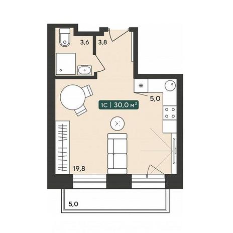 Вариант №10195, 1-комнатная квартира в жилом комплексе Сосновый бор
