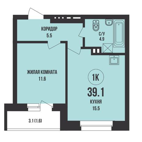 Вариант №17373, 1-комнатная квартира в жилом комплексе Династия