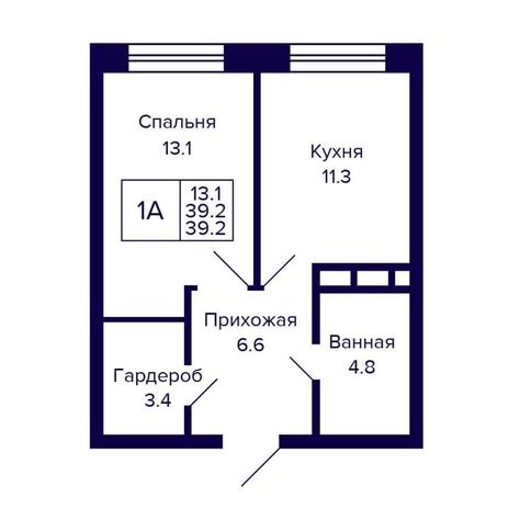 Вариант №16122, 1-комнатная квартира в жилом комплексе Citatum