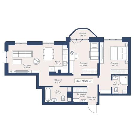 Вариант №17723, 3-комнатная квартира в жилом комплексе Willart (Виларт)