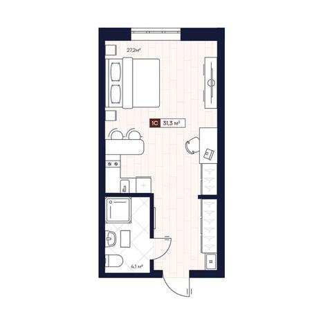 Вариант №13878, 1-комнатная квартира в жилом комплексе Приозерный