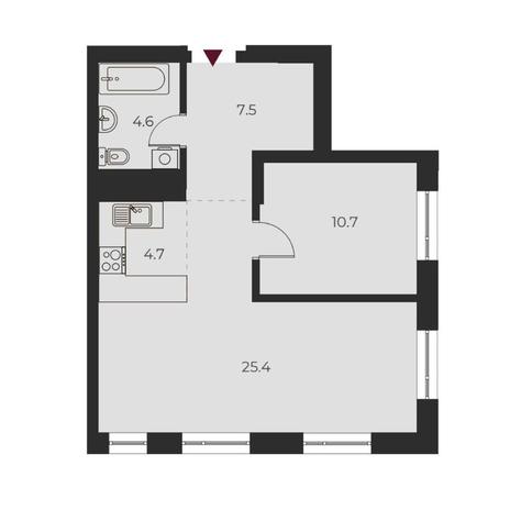 Вариант №14157, 2-комнатная квартира в жилом комплексе 