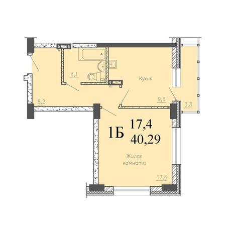 Вариант №8522, 1-комнатная квартира в жилом комплексе 