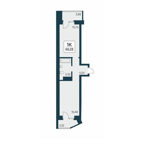 Вариант №17774, 1-комнатная квартира в жилом комплексе Grando