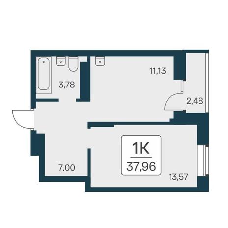 Вариант №17766, 1-комнатная квартира в жилом комплексе Квартал на Игарской