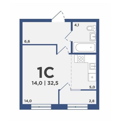 Вариант №11460, 1-комнатная квартира в жилом комплексе 