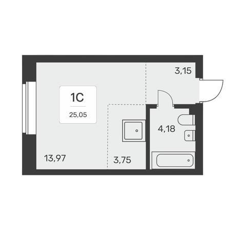 Вариант №7945, 1-комнатная квартира в жилом комплексе Time Park Apartments