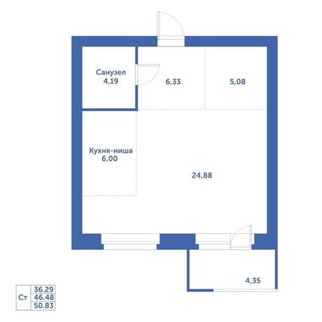 Вариант №15234, 1-комнатная квартира в жилом комплексе Grando