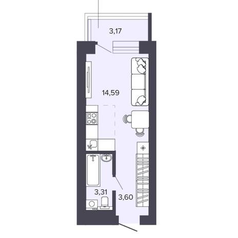 Вариант №8183, 1-комнатная квартира в жилом комплексе Прованс