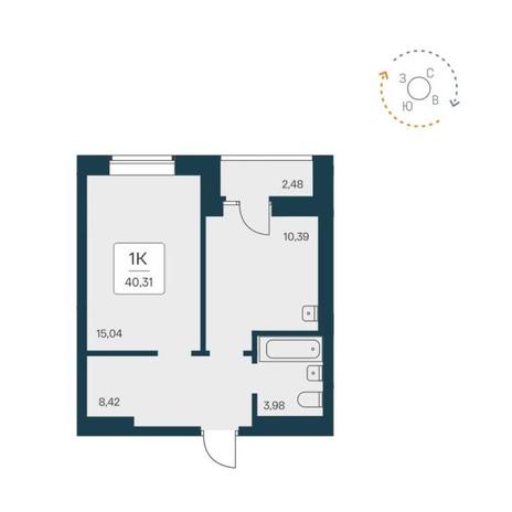 Вариант №12424, 1-комнатная квартира в жилом комплексе Европейский Берег
