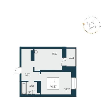 Вариант №12554, 1-комнатная квартира в жилом комплексе Сакура парк