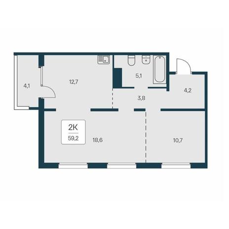 Вариант №14578, 2-комнатная квартира в жилом комплексе Акация на Кедровой