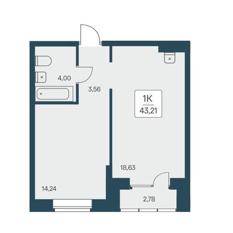 Вариант №12937, 1-комнатная квартира в жилом комплексе Расцветай на Авиастроителей