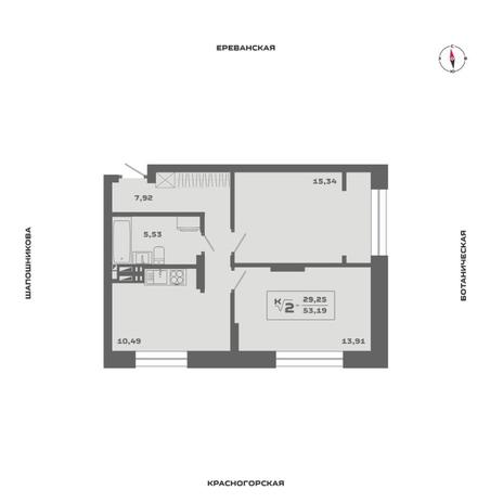 Вариант №15587, 2-комнатная квартира в жилом комплексе Расцветай на Дуси Ковальчук