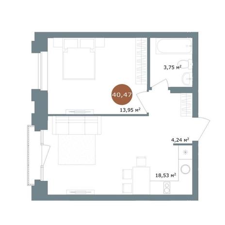 Вариант №15433, 2-комнатная квартира в жилом комплексе 19|56 Кварталы Телецентра