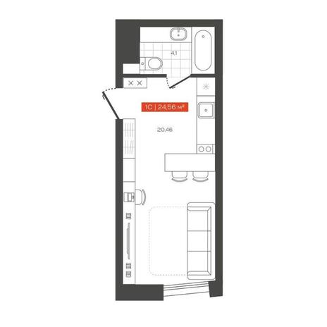 Вариант №13680, 1-комнатная квартира в жилом комплексе 