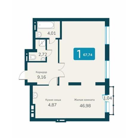 Вариант №10747, 2-комнатная квартира в жилом комплексе Марсель-2