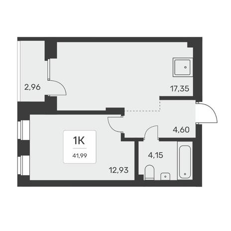 Вариант №8051, 2-комнатная квартира в жилом комплексе Tesla Park