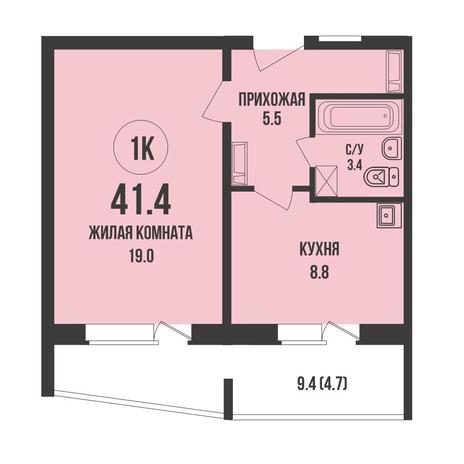 Вариант №17362, 1-комнатная квартира в жилом комплексе Династия