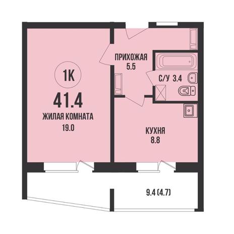 Вариант №15304, 1-комнатная квартира в жилом комплексе Династия