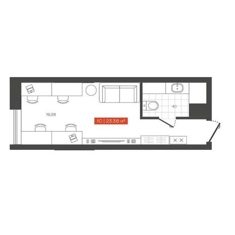 Вариант №13659, 1-комнатная квартира в жилом комплексе 19|56 Кварталы Телецентра