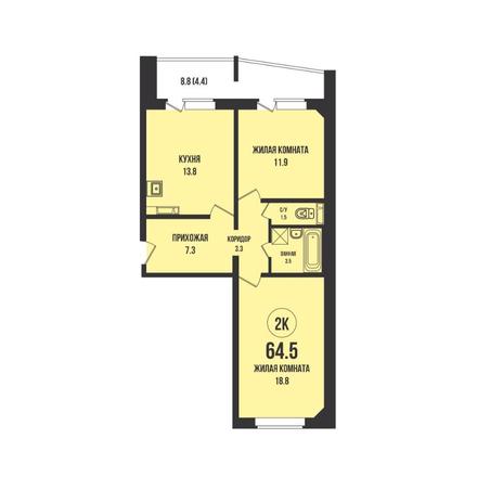 Вариант №13146, 2-комнатная квартира в жилом комплексе 