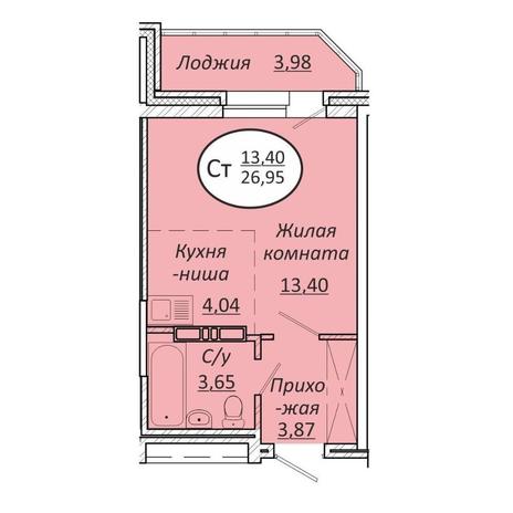 Вариант №13579, 1-комнатная квартира в жилом комплексе Пролетарский