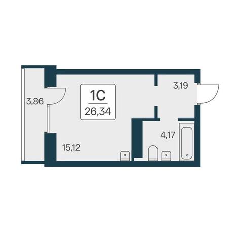 Вариант №17744, 1-комнатная квартира в жилом комплексе Квартал на Игарской