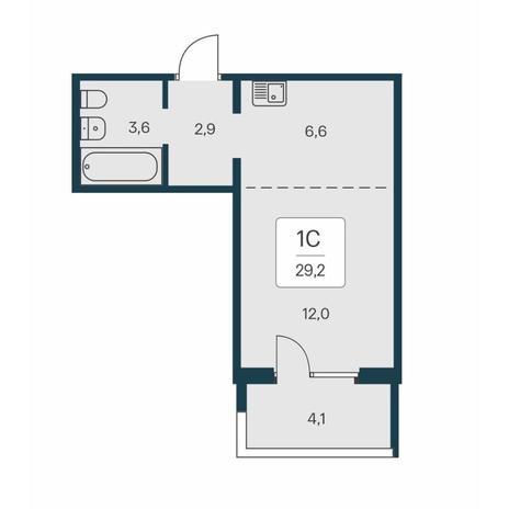 Вариант №14567, 1-комнатная квартира в жилом комплексе Воздушная гавань