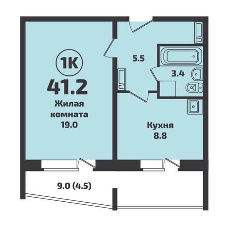 Вариант №7101, 1-комнатная квартира в жилом комплексе Приозерный