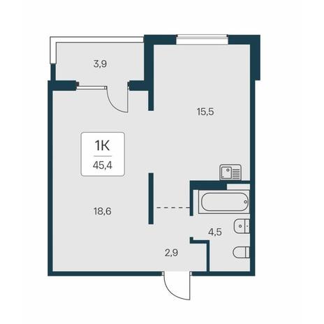 Вариант №14547, 1-комнатная квартира в жилом комплексе Тихвинский квартал