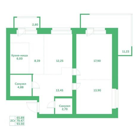 Вариант №15273, 3-комнатная квартира в жилом комплексе 