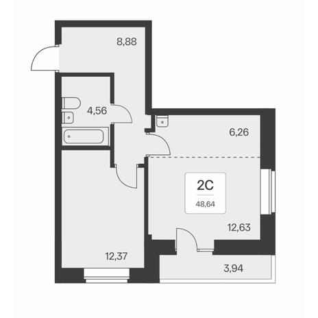 Вариант №8250, 2-комнатная квартира в жилом комплексе 
