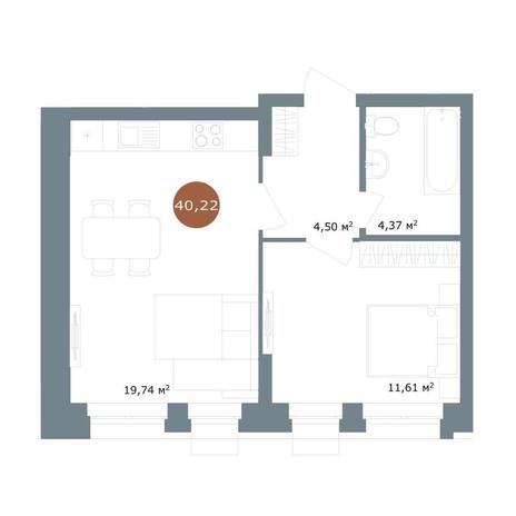 Вариант №15034, 2-комнатная квартира в жилом комплексе 19|56 Кварталы Телецентра