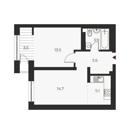 Вариант №14126, 2-комнатная квартира в жилом комплексе Нобель