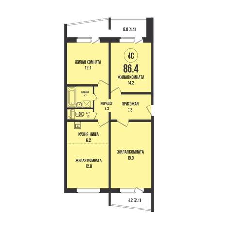 Вариант №14720, 4-комнатная квартира в жилом комплексе Promenade