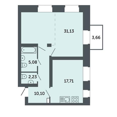 Вариант №7831, 2-комнатная квартира в жилом комплексе 