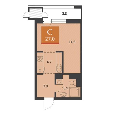 Вариант №5673, 1-комнатная квартира в жилом комплексе Tesla Park