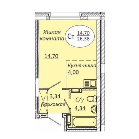 Вариант №10101, 1-комнатная квартира в жилом комплексе Основа